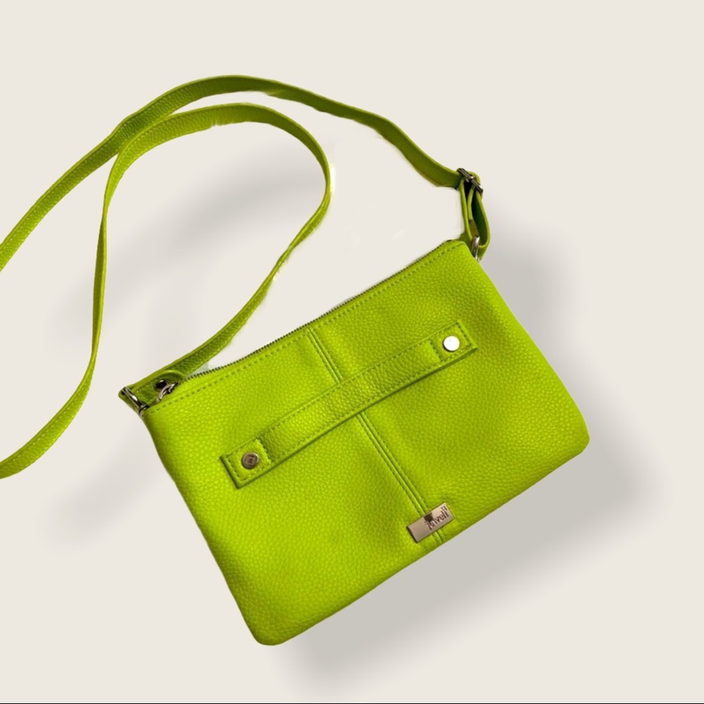 3/$30 😍 Lime Green Purse Double Zip Crossbody Bag Removable Strap Clutch